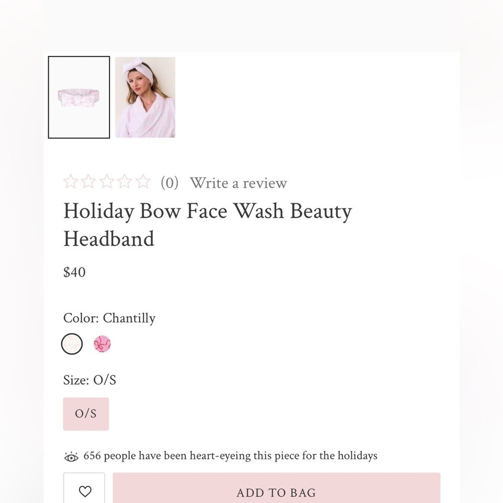 NWOT LoveShackFancy Bow Face Wash Beauty Headband Onesize retail $45 - Picture 4 of 11